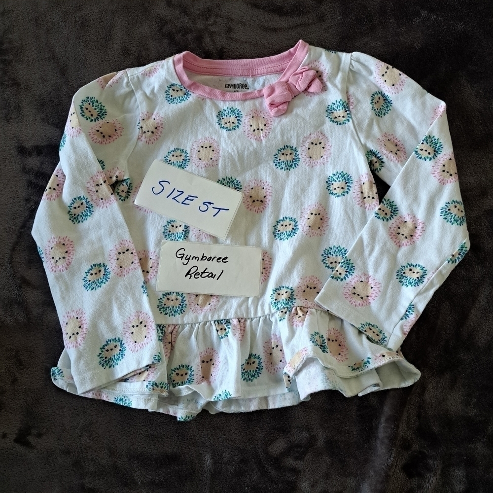 Gymboree girls size 5T hedgehog long sleeve shirt VGUC